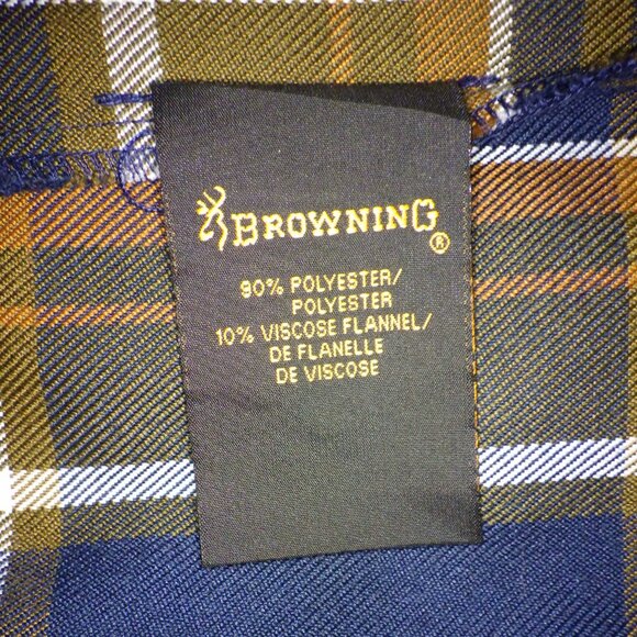 Browning Men's Long Sleeve Shirt Jacket Shacket Size Lg Plaid Brown Blue Utility - Picture 8 of 10